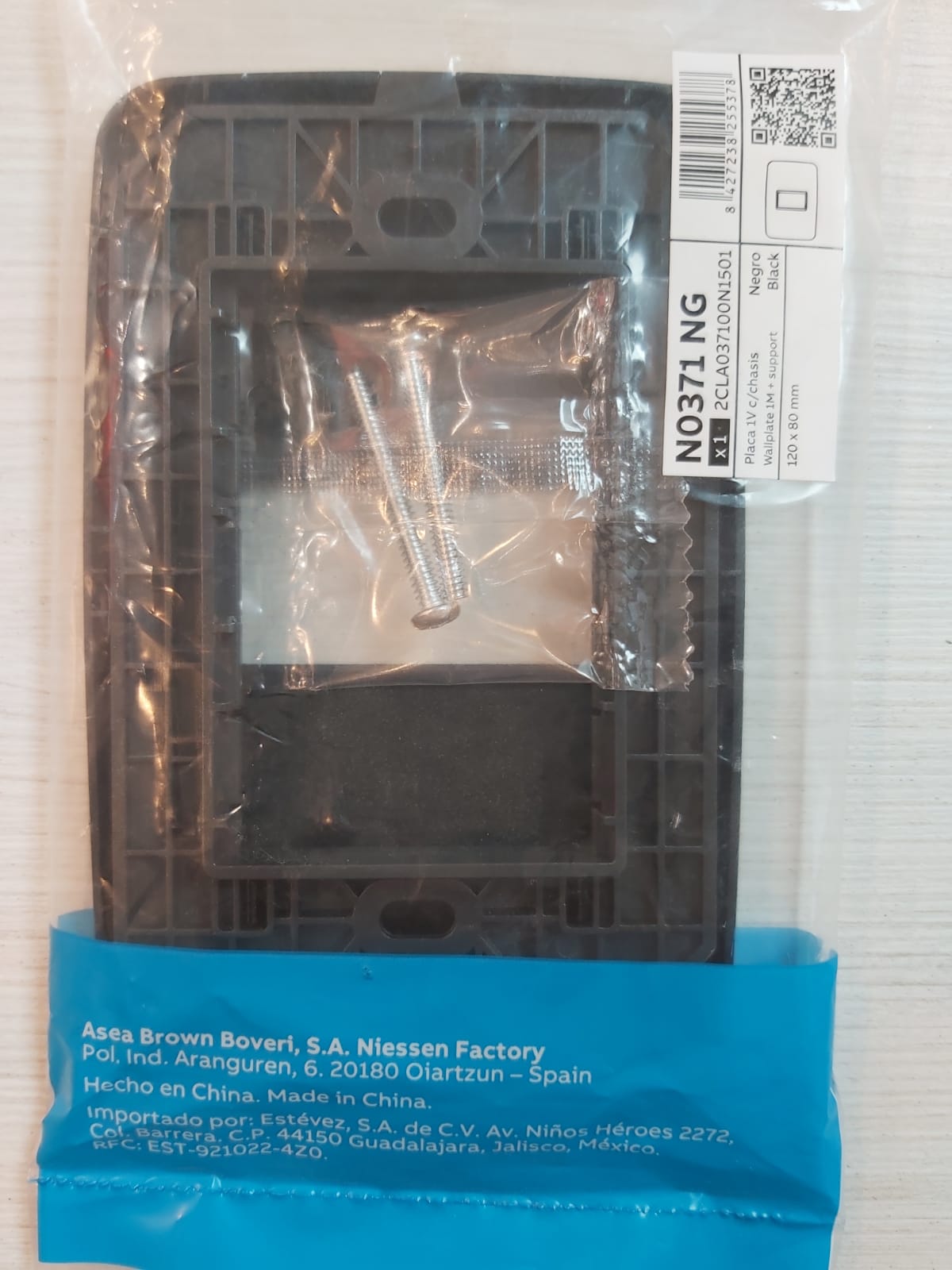 Origen Placa 1v c/chasis negro / Wallplate 1M + support black