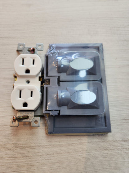 Contacto dúplex para intemperie con placa